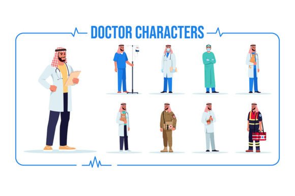 Arab Doctor SVG Vector Illustration Set for Creative Projects