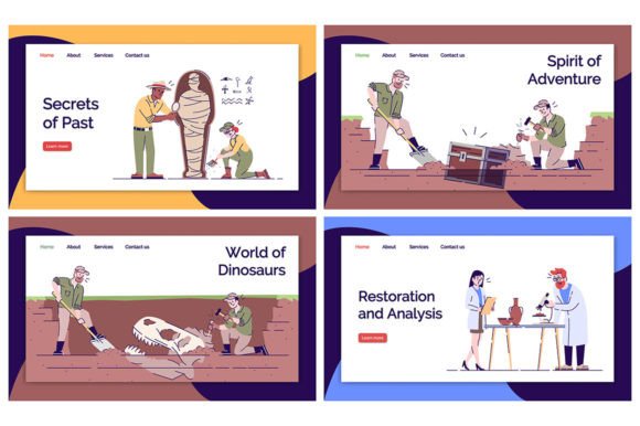 Archeology Landing Page Vector Templates for Graphic Templates