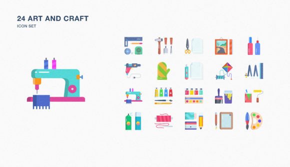 Art and Craft Icon Set for Modern Web Design