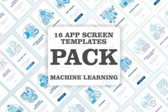Artificial Intelligence Mobile App Set Graphics