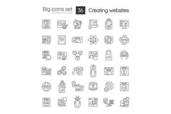 Building Website Linear SVG Icons Set for Modern Web Design