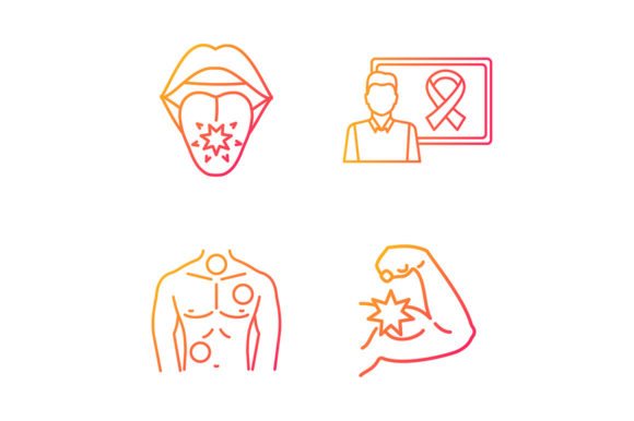 Cancer Awareness Gradient Linear Icons Graphics