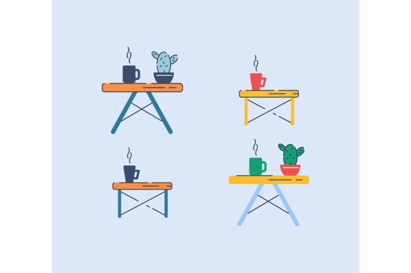 Coffee Tables Svg Color Illustrations for Handmade Projects