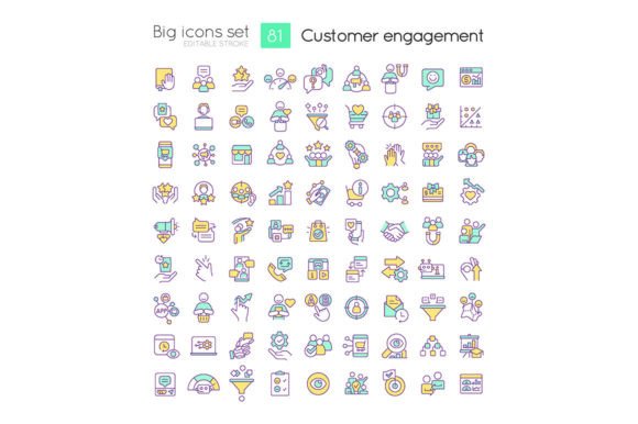 Customer Engagement SVG Color Icons Set for Modern Web Design