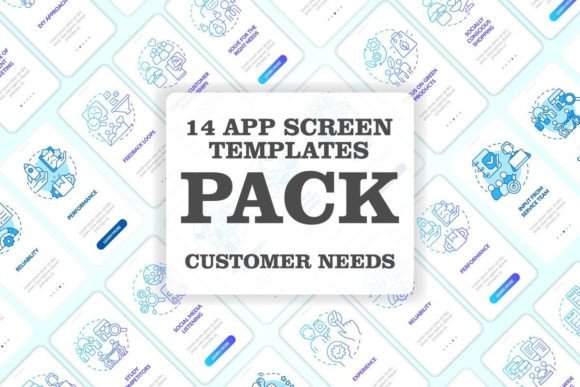 Customer Needs Mobile App Screen Bundle for Graphic Templates