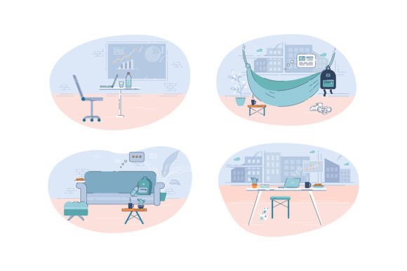 Different Workplaces Svg Illustrations for Modern Branding