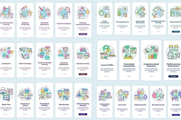 Education Trends Onboarding Mobile Apps Graphic Templates