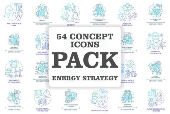 Energy Strategy Concept Icons Bundle for Graphics and Icons