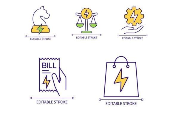 Energy Strategy RGB Color Icon Set for Modern Graphics