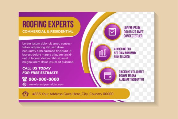 Experts Roofing Horizontal Flyer for Print Templates and Graphics