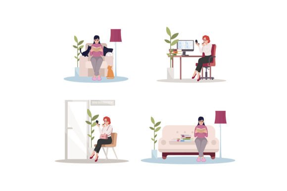 Female at Home and Work Illustrations for Branding and Packaging