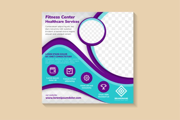 Fitness Center Square Banner for Graphics and Flyers