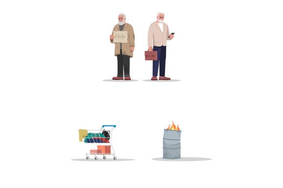 Homeless Svg Vector Illustration Set for Branding and Marketing