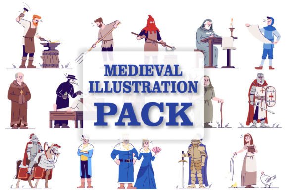 Medieval Period Svg Illustrations Set for Graphics and Illustrations