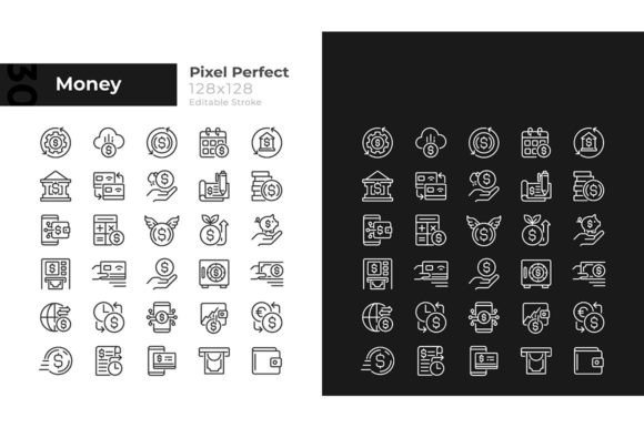 Money Pixel Perfect Svg Linear Icons Set for Handmade Creations