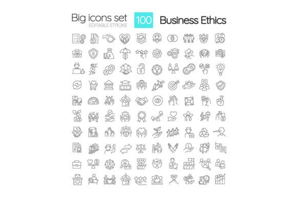 Organizational Ethics Linear Icons Set for Crafting and Graphics
