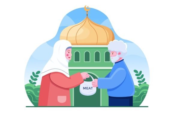 People Sharing Sacrificial Animal Meat Graphics