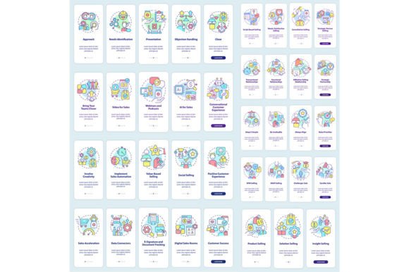 Selling Trends Mobile App Screen Set Graphic Templates