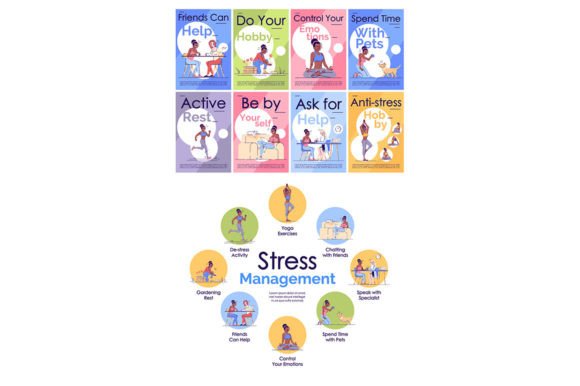 Stress Management Brochure Template Set for Graphic Templates