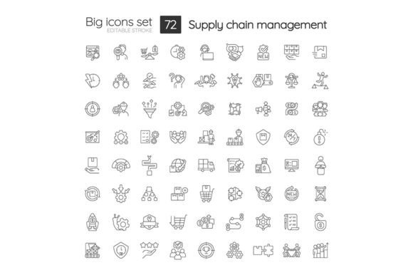 Supply Chain Management Linear Icons Set for Modern Graphics