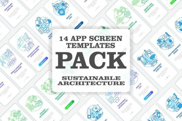 Sustainable Construction Mobile App Set Graphics