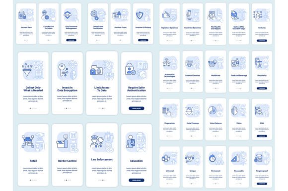 Usage of Biometrics Mobile App Screens Graphic Templates