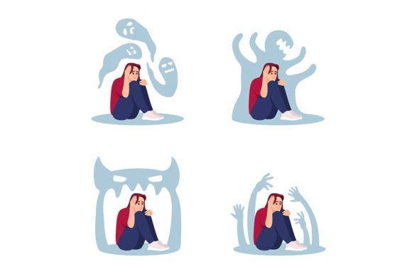 Woman with Psychosis SVG Illustrations for Commercial Use