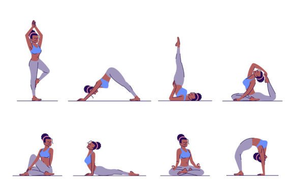 Yoga Class SVG Vector Illustrations for Web and Editorial Design